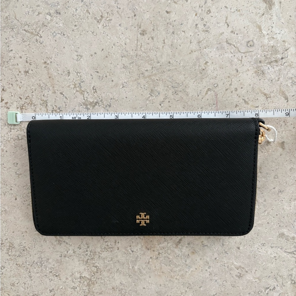 NEW! Tory Burch Emerson Zip Continental Black Leather Zip Wallet - Picture 7 of 8